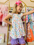 Girls Colorful Pencil Ruffled Shorts Set with Matching Bow - Bowtism